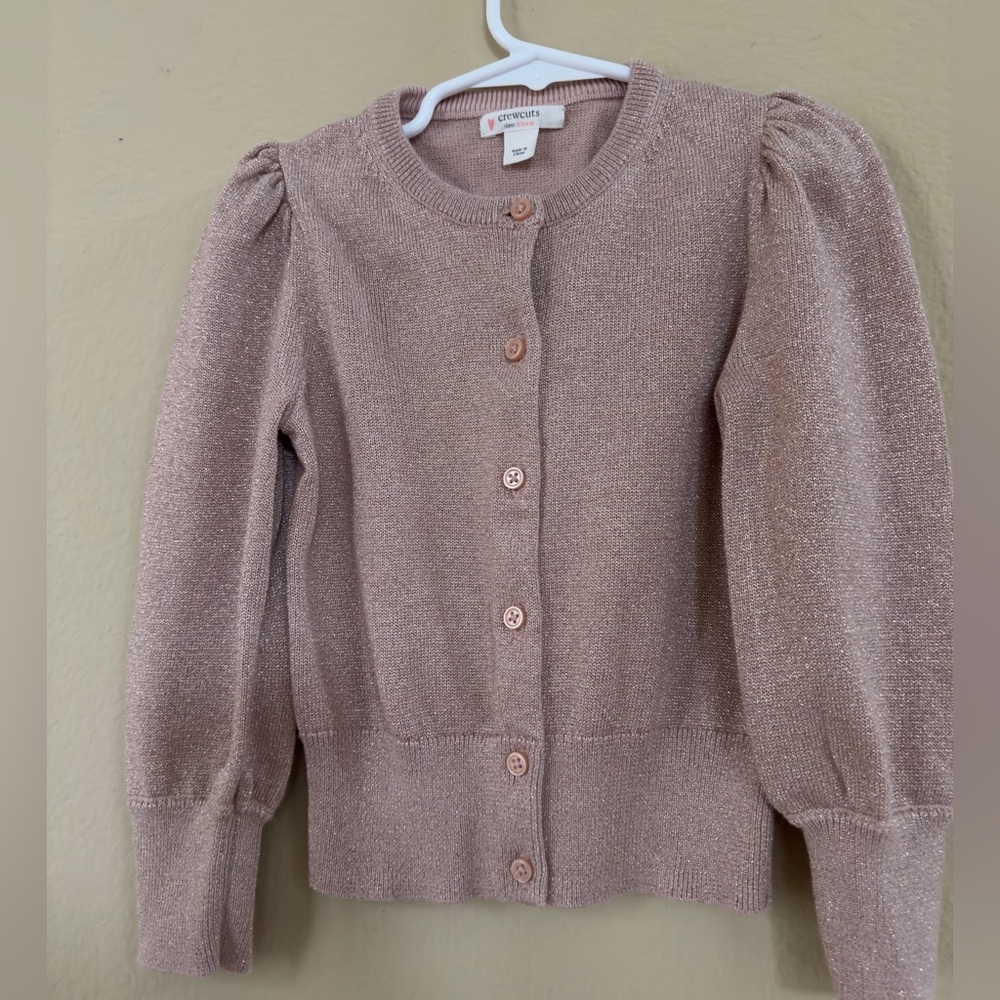 Crewcuts Shimmer Button-Up Cardigan - Light Pink